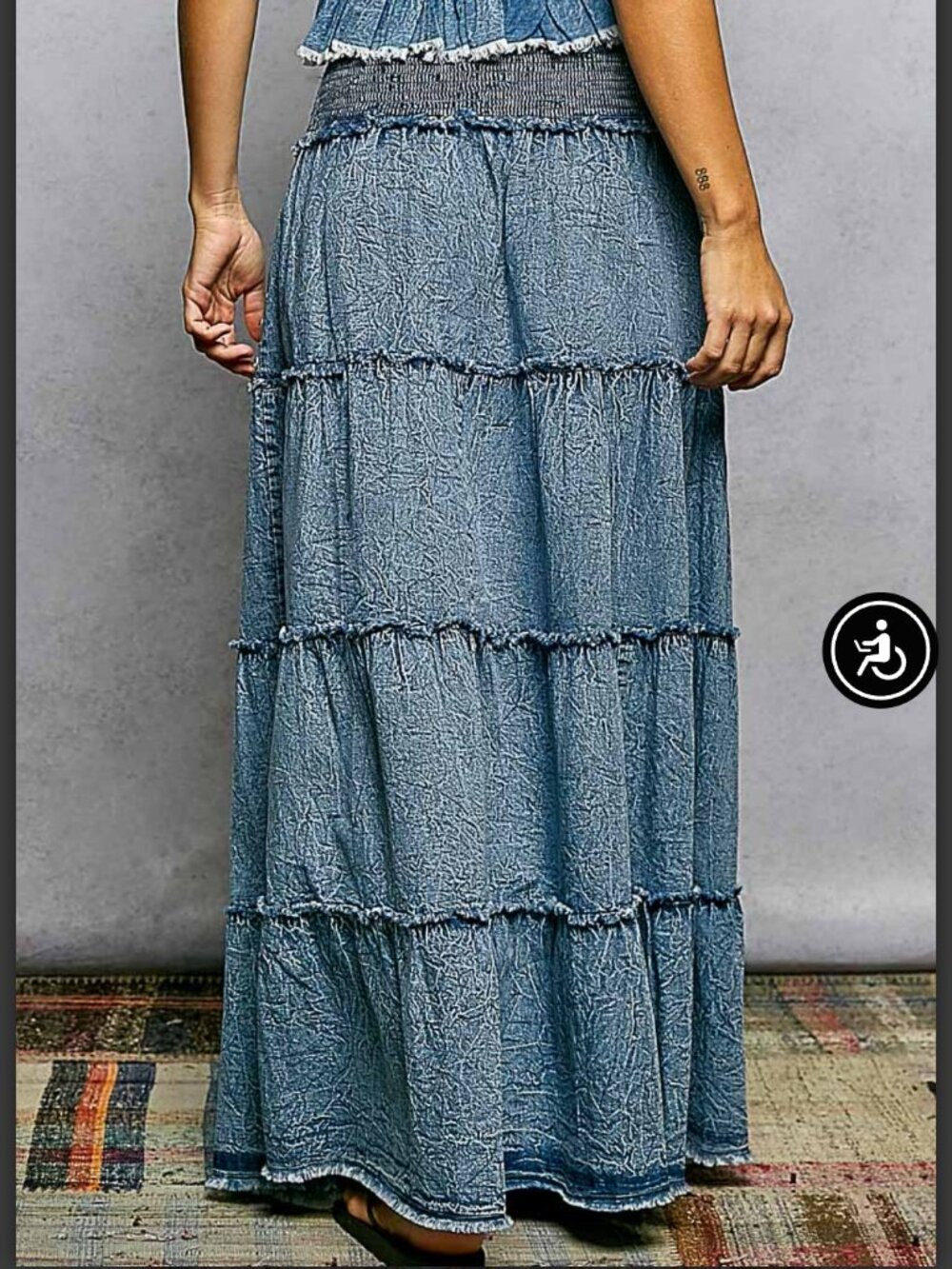 POL Tiered denim maxi skirt - Picture 4 of 7